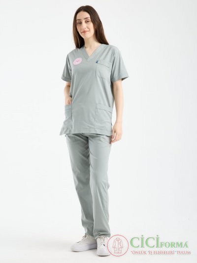 Bayan Gri Renk Hastane Forması