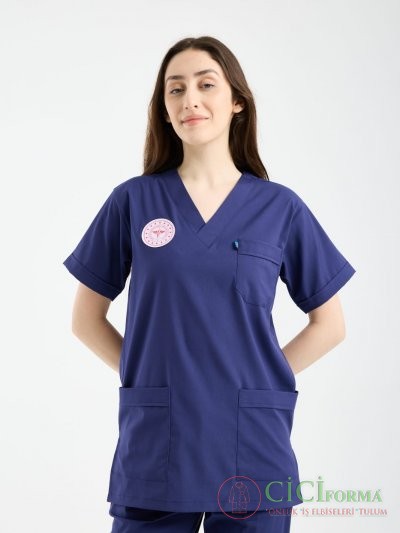 Bayan Lacivert Renk Hastane Forması